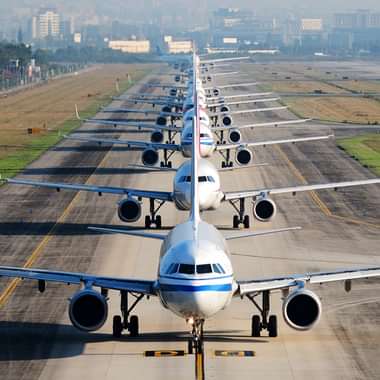 Planes on runway