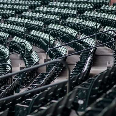Rows of stadium chairs